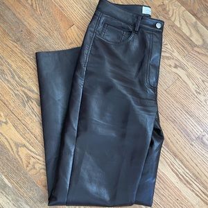 Aritzia Melina leather pants dark brown full length
